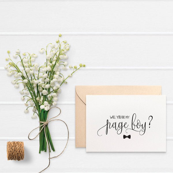 Page Boy Script Greeting Card by mumandmehandmadedesigns- An Australian Online Stationery and Card Shop