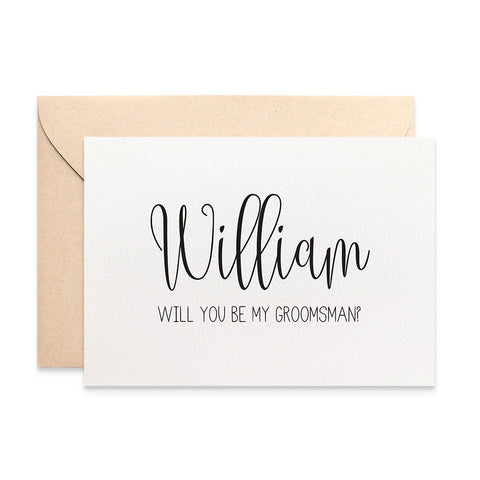 Personalised Groomsman Script Greeting Card by mumandmehandmadedesigns- An Australian Online Stationery and Card Shop