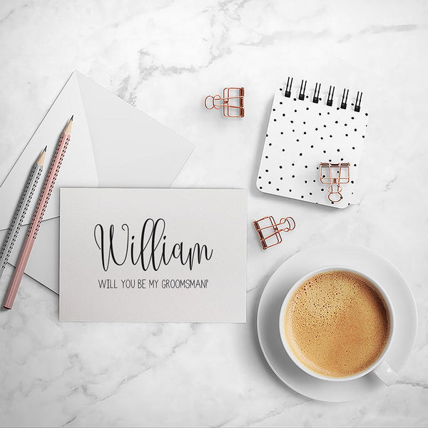 Personalised Groomsman Script Greeting Card by mumandmehandmadedesigns- An Australian Online Stationery and Card Shop
