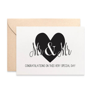 Mr & Mr Lrg Black Heart Greeting Card by mumandmehandmadedesigns- An Australian Online Stationery and Card Shop