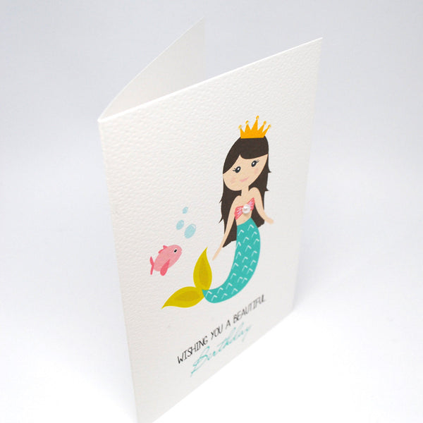 Mermaid with Fish Greeting Card by mumandmehandmadedesigns- An Australian Online Stationery and Card Shop