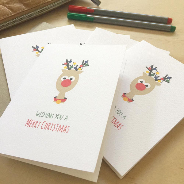 Set of 5 - Reindeer Greeting Cards by mumandmehandmadedesigns- An Australian Online Stationery and Card Shop