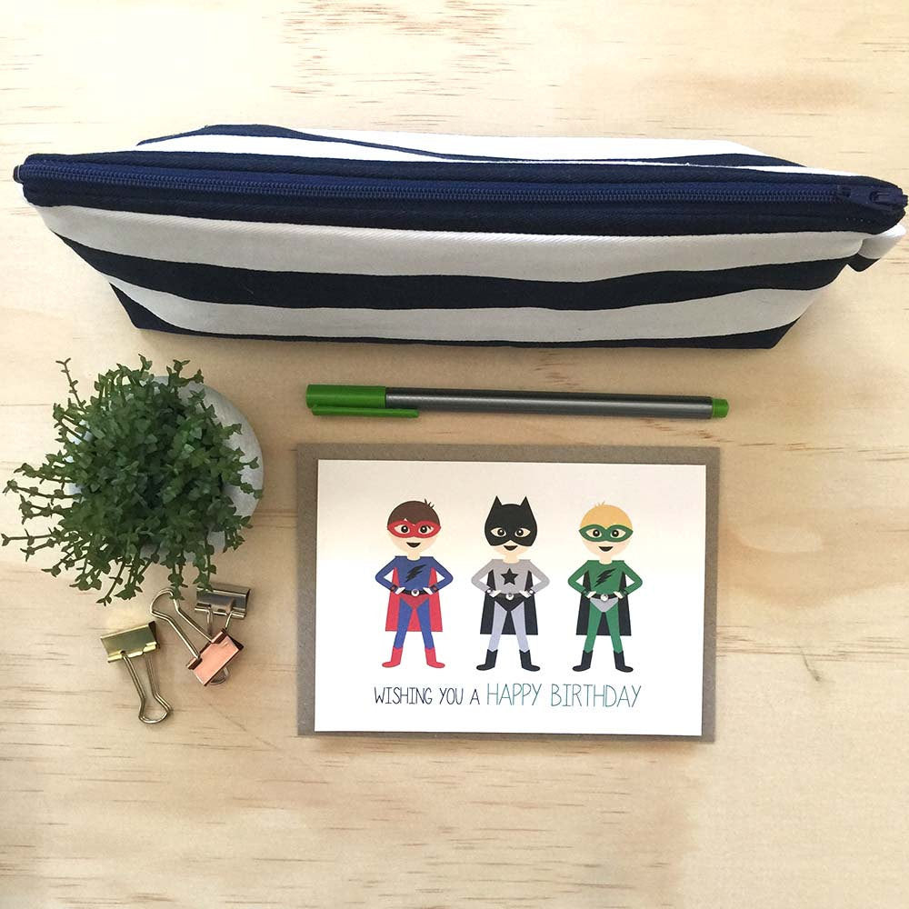 Superheroes Greeting Card by mumandmehandmadedesigns- An Australian Online Stationery and Card Shop