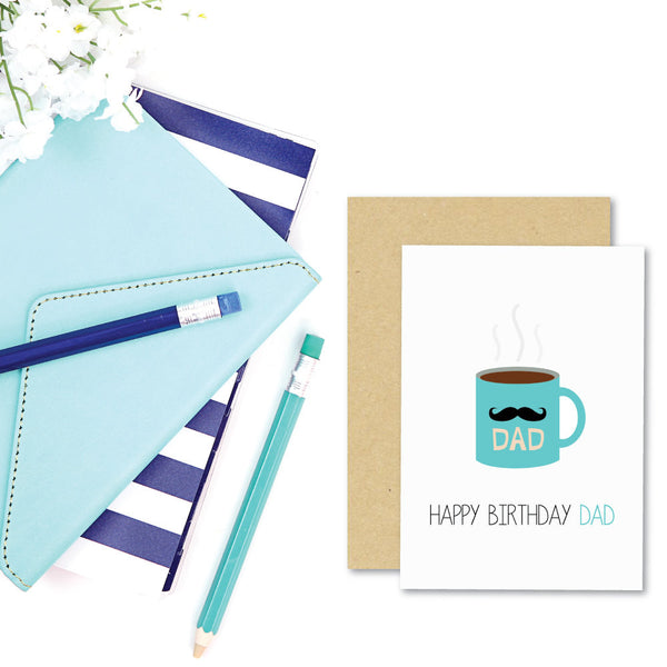 Hot Coffee Cup for Dad Greeting Card by mumandmehandmadedesigns- An Australian Online Stationery and Card Shop